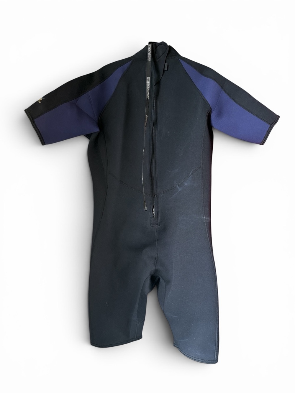 Adult Short Sleeve Wetsuit - Black & Navy Vintage Swimming Diving Surfing Beach - Picture 2 of 6